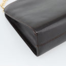 Salvatore Ferragamo Gancini Chain Bag Leather Dark Brown Gold Auth 194570A-9