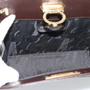 Salvatore Ferragamo Gancini Chain Bag Leather Dark Brown Gold Auth 194570A-10