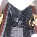 Salvatore Ferragamo Gancini Chain Bag Leather Dark Brown Gold Auth 194570A-19