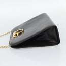 Salvatore Ferragamo Gancini Chain Bag Leather Dark Brown Gold Auth 194570A-3