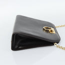 Salvatore Ferragamo Gancini Chain Bag Leather Dark Brown Gold Auth 194570A-4
