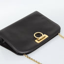 Salvatore Ferragamo Gancini Chain Bag Leather Dark Brown Gold Auth 194570A-6