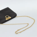Salvatore Ferragamo Gancini Chain Bag Leather Dark Brown Gold Auth 194570A-7