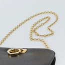 Salvatore Ferragamo Gancini Chain Bag Leather Dark Brown Gold Auth 194570A-8