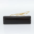Salvatore Ferragamo Gancini Chain Bag Leather Dark Brown Gold Auth 194570A-5