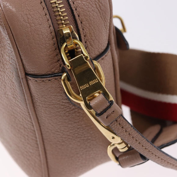 Miu Miu Shoulder Bag Leather Beige Gold Auth 194575V