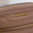Miu Miu Shoulder Bag Leather Beige Gold Auth 194575V-20
