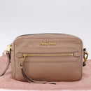Miu Miu Shoulder Bag Leather Beige Gold Auth 194575V-12
