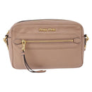 Miu Miu Shoulder Bag Leather Beige Gold Auth 194575V-13