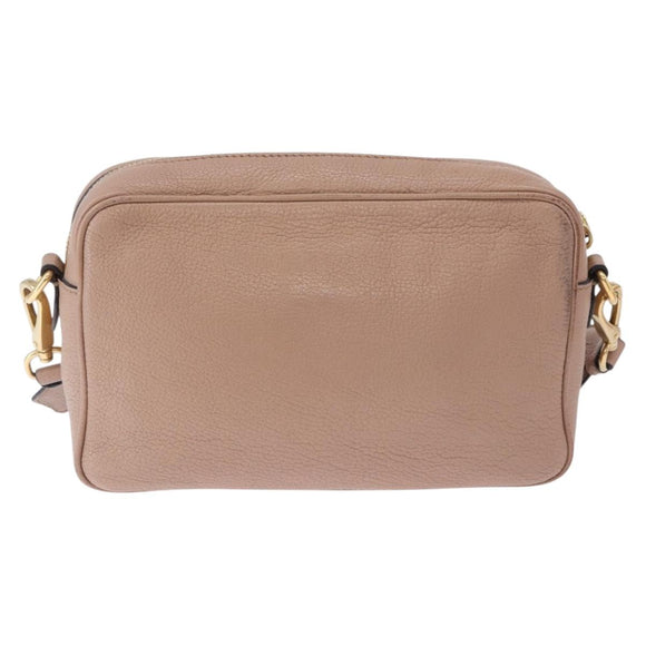 Miu Miu Shoulder Bag Leather Beige Gold Auth 194575V