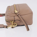 Miu Miu Shoulder Bag Leather Beige Gold Auth 194575V-4