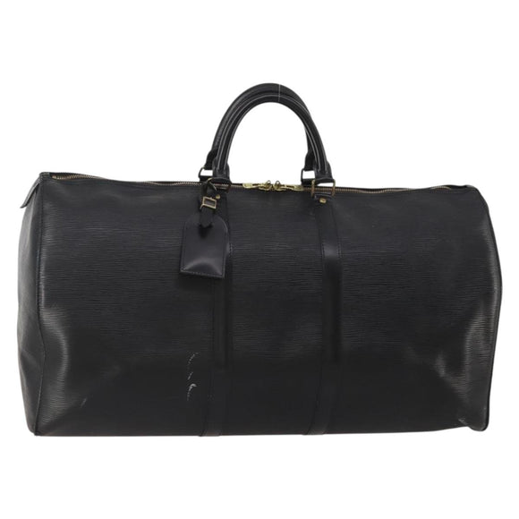 LOUIS VUITTON Epi Keepall 55 Boston Bag Noir Black M42952 LV Auth 194576