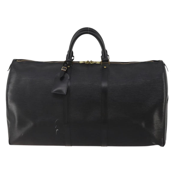 LOUIS VUITTON Epi Keepall 55 Boston Bag Noir Black M42952 LV Auth 194576