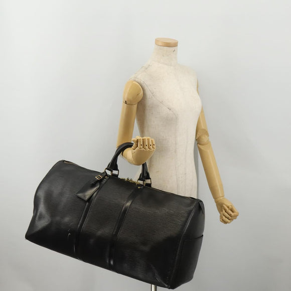 LOUIS VUITTON Epi Keepall 55 Boston Bag Noir Black M42952 LV Auth 194576