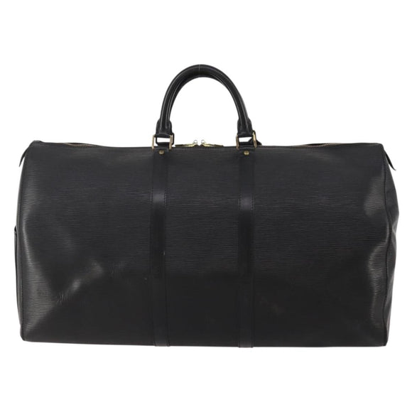 LOUIS VUITTON Epi Keepall 55 Boston Bag Noir Black M42952 LV Auth 194576
