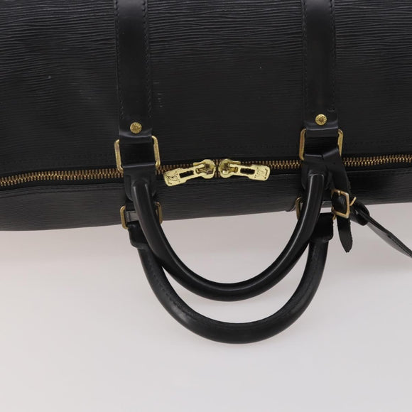 LOUIS VUITTON Epi Keepall 55 Boston Bag Noir Black M42952 LV Auth 194576