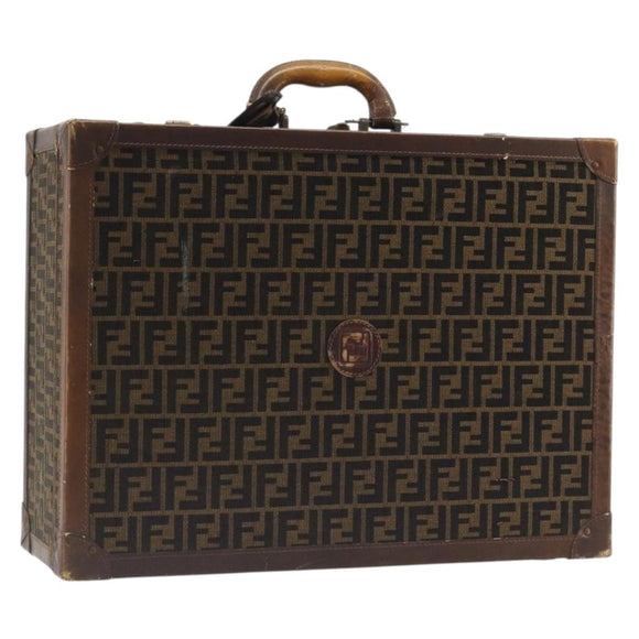 FENDI Zucca Canvas Trunk Black Brown Auth 194577A