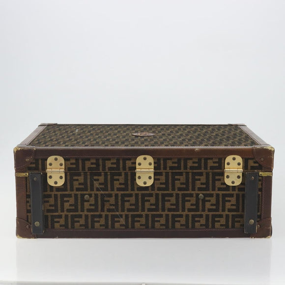 FENDI Zucca Canvas Trunk Black Brown Auth 194577A