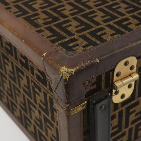 FENDI Zucca Canvas Trunk Black Brown Auth 194577A