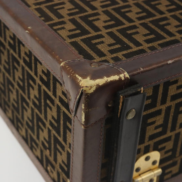 FENDI Zucca Canvas Trunk Black Brown Auth 194577A