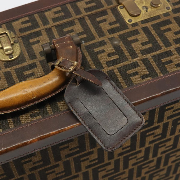 FENDI Zucca Canvas Trunk Black Brown Auth 194577A
