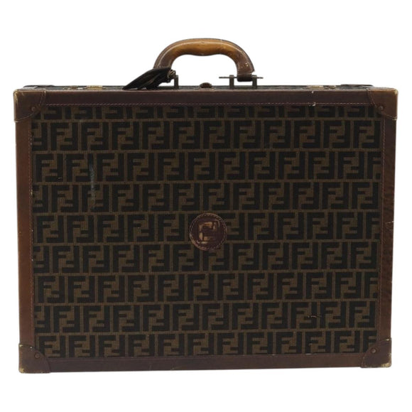 FENDI Zucca Canvas Trunk Black Brown Auth 194577A