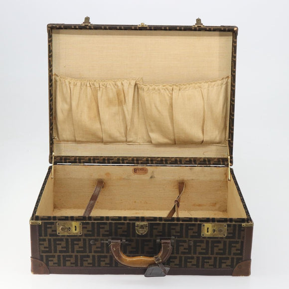 FENDI Zucca Canvas Trunk Black Brown Auth 194577A