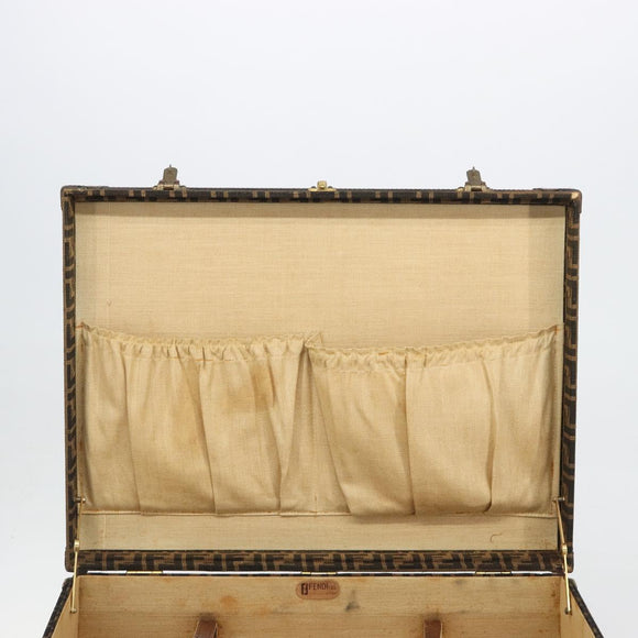 FENDI Zucca Canvas Trunk Black Brown Auth 194577A