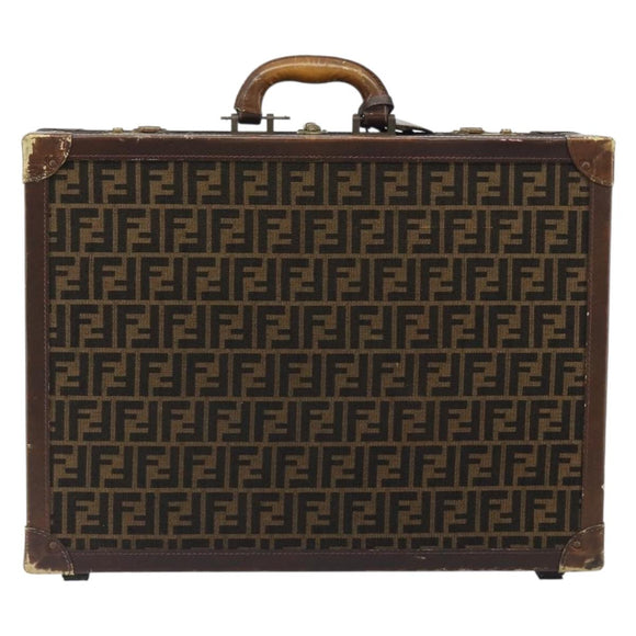 FENDI Zucca Canvas Trunk Black Brown Auth 194577A