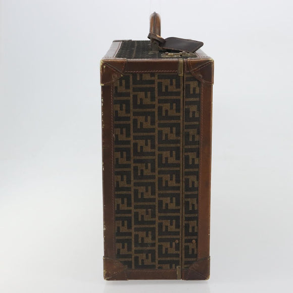 FENDI Zucca Canvas Trunk Black Brown Auth 194577A