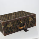 FENDI Zucca Canvas Trunk Black Brown Auth 194577A-6