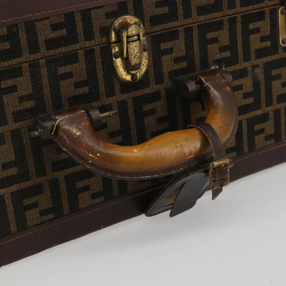 FENDI Zucca Canvas Trunk Black Brown Auth 194577A