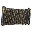 Christian Dior Trotter Canvas Shoulder Bag Navy Gold Auth 194579-1