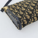 Christian Dior Trotter Canvas Shoulder Bag Navy Gold Auth 194579-11
