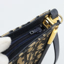 Christian Dior Trotter Canvas Shoulder Bag Navy Gold Auth 194579-14