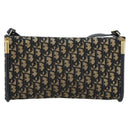 Christian Dior Trotter Canvas Shoulder Bag Navy Gold Auth 194579-2