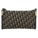Christian Dior Trotter Canvas Shoulder Bag Navy Gold Auth 194579-3