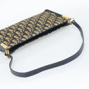 Christian Dior Trotter Canvas Shoulder Bag Navy Gold Auth 194579-7
