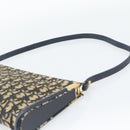 Christian Dior Trotter Canvas Shoulder Bag Navy Gold Auth 194579-8