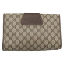 GUCCI GG Supreme Web Sherry Line Clutch Bag PVC Beige 156 01 030 Auth 194580-2