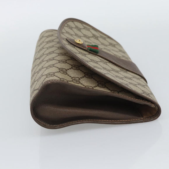 GUCCI GG Supreme Web Sherry Line Clutch Bag PVC Beige 156 01 030 Auth 194580