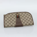 GUCCI GG Supreme Web Sherry Line Clutch Bag PVC Beige 156 01 030 Auth 194580-5