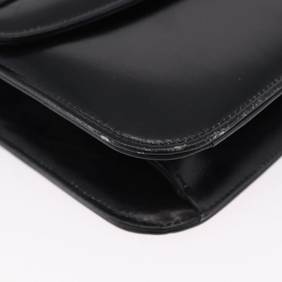 CELINE Horse Carriage Shoulder Bag Leather Black Gold Auth 194581