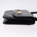 CELINE Horse Carriage Shoulder Bag Leather Black Gold Auth 194581-3