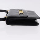 CELINE Horse Carriage Shoulder Bag Leather Black Gold Auth 194581-4