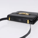 CELINE Horse Carriage Shoulder Bag Leather Black Gold Auth 194581-6