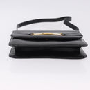 CELINE Horse Carriage Shoulder Bag Leather Black Gold Auth 194581-5
