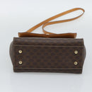 CELINE Macadam Canvas Star Ball Hand Bag PVC Leather 2way Brown Gold Auth 194593-5