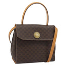 CELINE Macadam Canvas Star Ball Hand Bag PVC Leather 2way Brown Gold Auth 194593-1