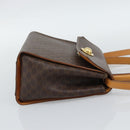CELINE Macadam Canvas Star Ball Hand Bag PVC Leather 2way Brown Gold Auth 194593-4